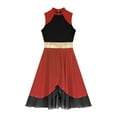 thumbnail image 5 of Haitryli Women‘s Bright Color Block Lyrical Dance Dress Sleeveless Praise Tunic Red&Black L, 5 of 6