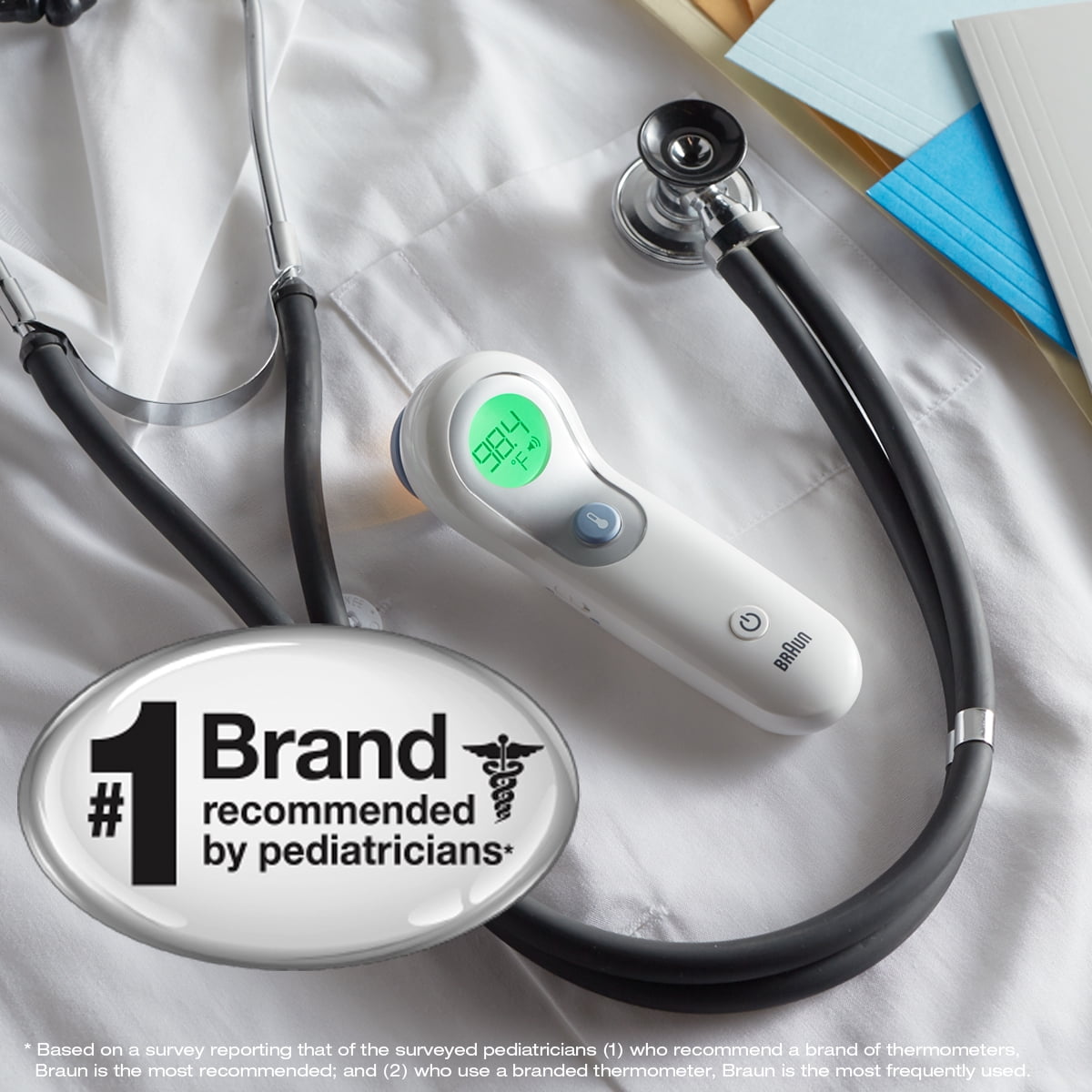 Braun No Touch Forehead Digital Thermometer, FSA & HSA Eligible, White