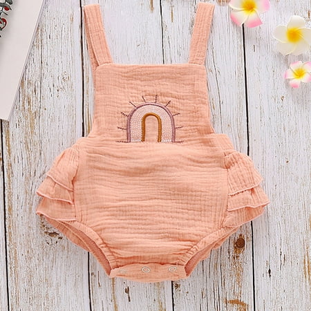 

Leutsin Newborn Infant Baby Boys Girls Sleeveless Rainbow Romper Bodysuit Clothes
