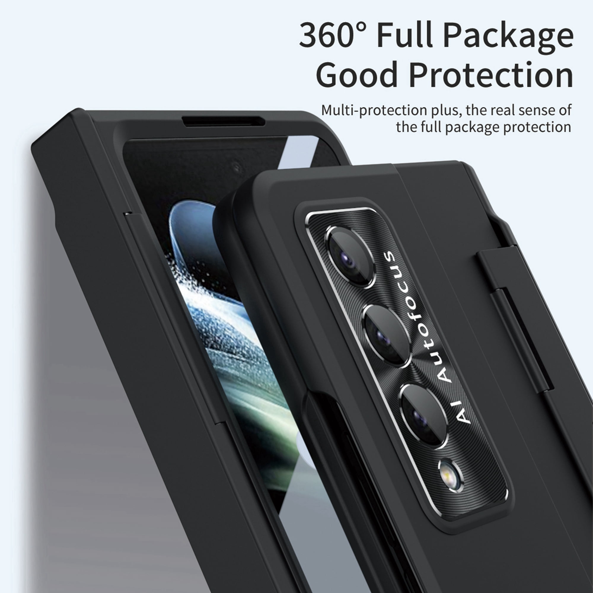 Dteck for Galaxy Fold 4 Case Hinge Protection Wireless Charging Hard Back with Non-Slip Shockproof Lightweight Slim Cover for Samsung Z Fold 4 5G 2022, Black