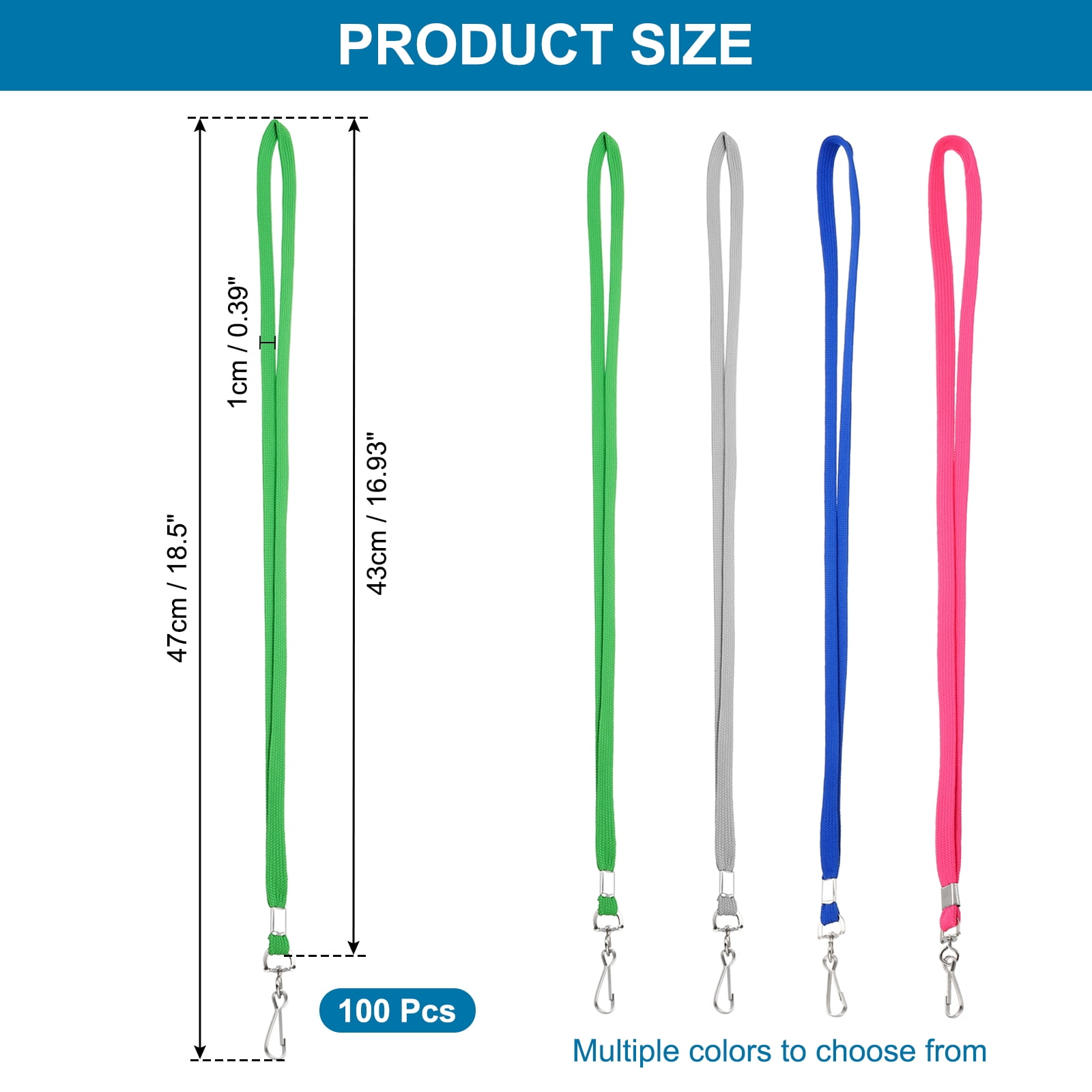 Uxcell 47cm Lanyards Bulk,100Pcs Teacher Lanyards for ID Badges Keys Badge Lanyard Durable Personalized for ID Card,Dark Green