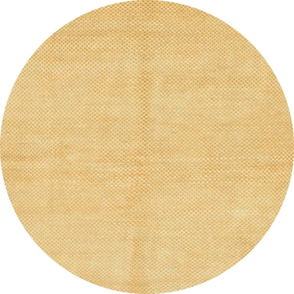 Ahgly Company Indoor Round Abstract Chrome Gold Yellow Solid Area Rugs, 5' Round