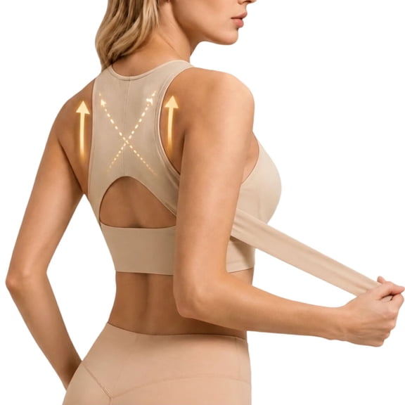 Posture Support Bras for Older Women Front Closure Crossback Wireless Bra Seamless Full Coverage Push Up Bralettes Corrector Correcting Bras Cross Back Plus Size No Underwire Bras