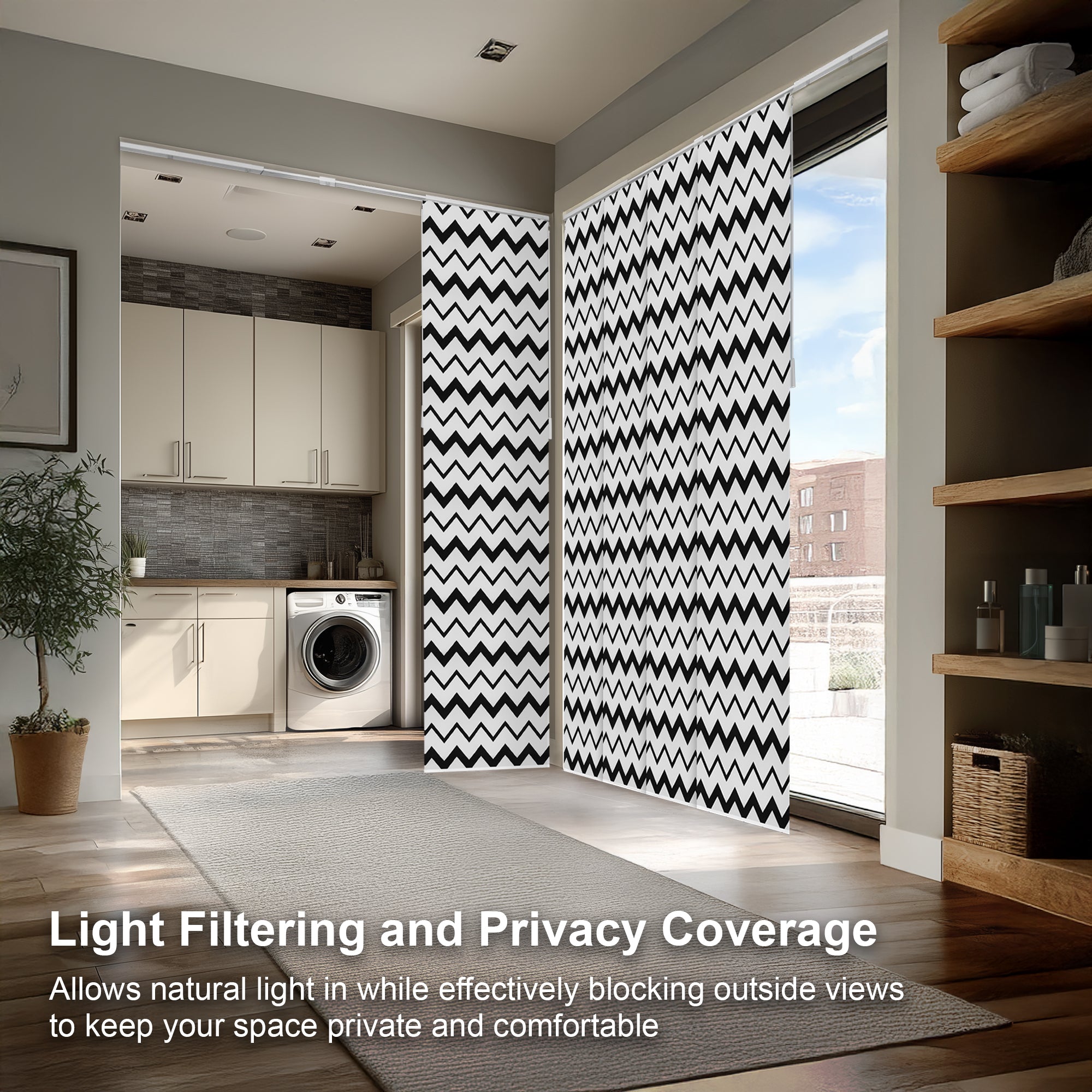 Chicology Adjustable Sliding Panel Blinds. Wave, 46"-86"W X 0"-96"H