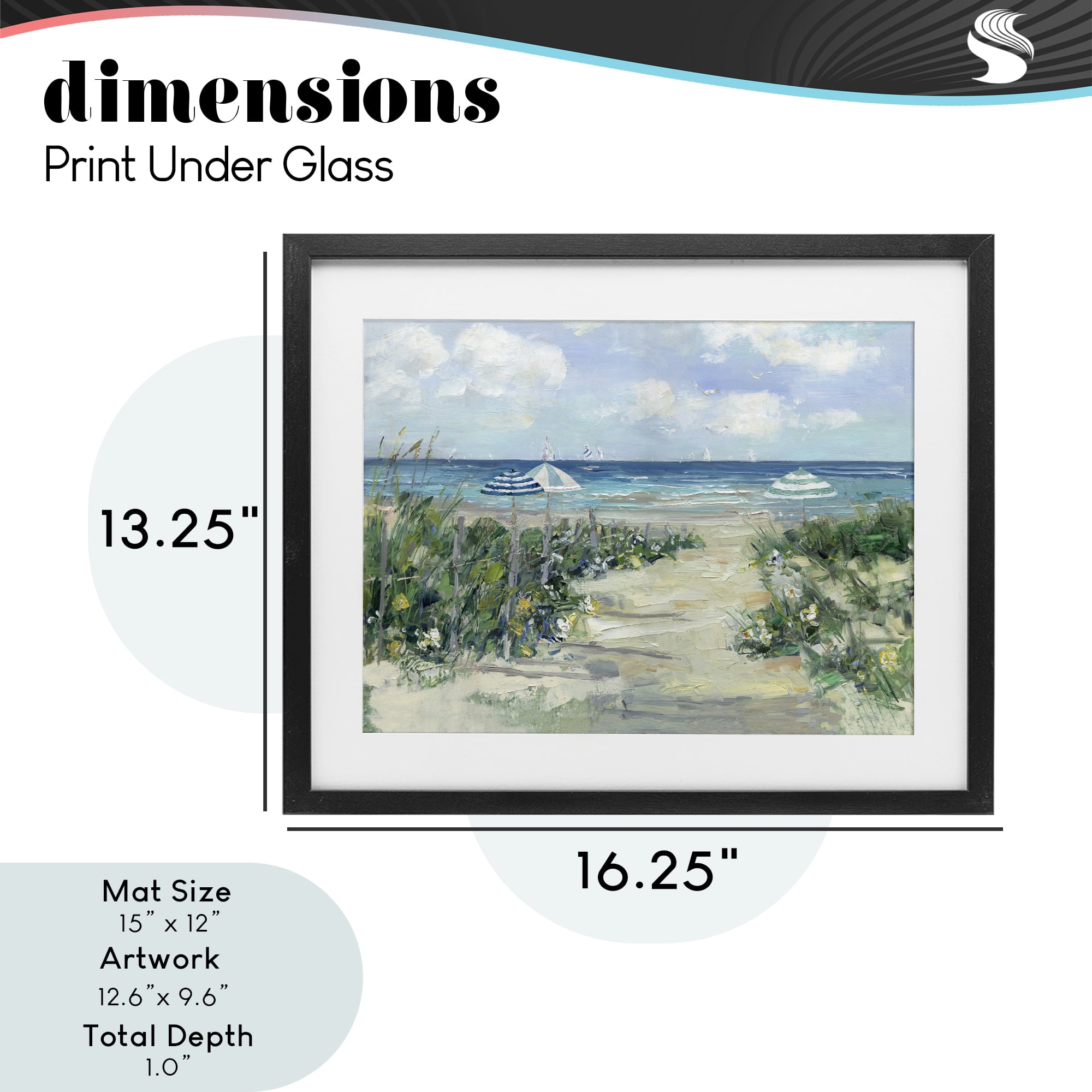 Stupell Industries Seaside Path To Striped Umbrellas Black Framed Print Under Glass, design by Sally Swatland