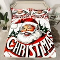 thumbnail image 2 of Manfei Cartoon Santa Claue Bed Sheets for Child, Happy New Year King Sheets, Red Stripes Geometric Sheet Set, Microfiber Bedroom Decor, 4 Pieces, 2 of 7