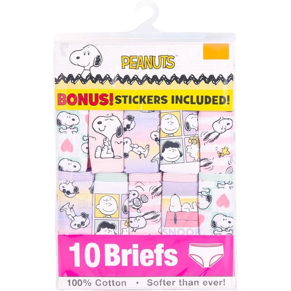 Peanuts Snoopy 10-Pack Briefs, Toddler Girls' 2T-3T