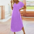 thumbnail image 2 of Rollbacks & More Viikei Tiered Ruffle Hem Round Neck Dress-Garden Party Essential,Women's New Summer Dress Slim Short-sleeved Color T-shirt Dress, 2 of 6