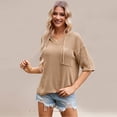 thumbnail image 4 of FLMEI Womens Solid Color Skeleton Tops Hooded Shirt with Pockets Summer Short Sleeve Pullover T-Shirt for Women's S-XL, 4 of 9