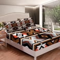 thumbnail image 4 of Erosebridal Southwestern Bedding Set King Retro Geometric Bed Sheets Boho Aztec Sheet Set Teen Adults Western Tribal Fitted Sheet Western Flat Sheet 2 Pillow Cases Red Brown, 4 of 5