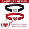 thumbnail image 3 of Miaocao 4 Pcs Rhinestone Cat Collar Heart Bling Breakaway Girl Cat Soft Velvet Fancy Adjustable Safety Kitten Collar with Bell 8-11 Inch for Small Dogs and Kitty(Red, Black), 3 of 6