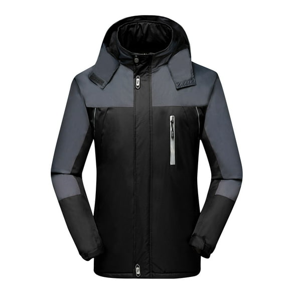 Quinlirra Mens Lightweight Jacket with Hooded Men's Color Blocked Pocket Detachable Zipper Outdoor Jacket