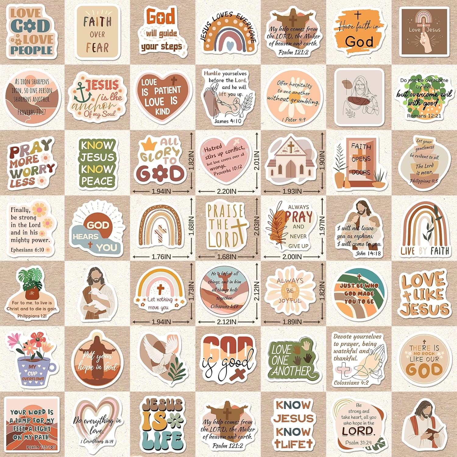 200PCS Boho Christian Stickers, Bible Verse Jesus Faith Stickers (Waterproof Vinyl) for Scrapbook Journal Bottle, Religious Supplies & Christian Gift for Kids Women