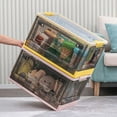 thumbnail image 2 of 52 Liters Large Clear Plastic Storage Box with Lid Wheels Collapsible Storage Bins with Double Doors Stackable Folding Container Organizer Cube for Home Office Closet52 Liters 1 Count (Blue), 2 of 6