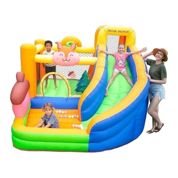 Doctor Dolphin Inflatable Bounce House with Slide,Jumping Bouncer for Kids Outdoor and Indoor