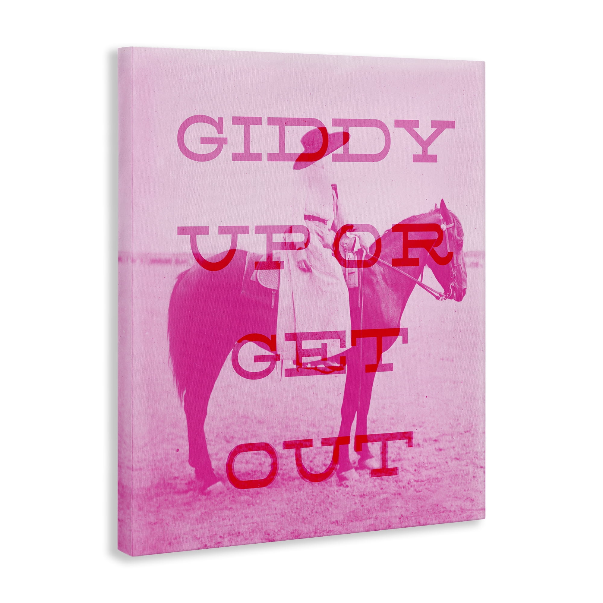 Stupell Industries Giddy Up or Get Out Animals Painting Wrapped Canvas Art Print Wall Art, 16 x 20