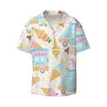 thumbnail image 2 of Lsque Icecream Truck print Men's Cuban Collar Short Sleeve Shirt Summer Beachwear Casual Button Down Fashionable Vacation Leisure Shirt-Medium, 2 of 7