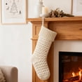 thumbnail image 2 of Farmhouse Knitted Christmas Stocking 18 Inch, Rustic Cable Knit Personalized Stocking, Boho Style Fireplace Hanging Decor for Xmas Family Holiday-1pcs,White, 2 of 7