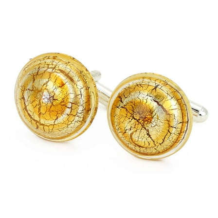 GlassOfVenice Murano Glass Lights Cufflinks - Silver Topaz