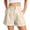 A427-Khaki, variant on Sokhug Casual Shorts for Women High Waisted Ruffle Summer Elastic Waist Double Button Cuffed Hem with Side Pockets Daily Shorts