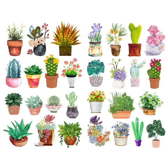 Balcony Potted Succulents Aesthetic Sticker Pre-cut Cute Diary Travel Paper Journal Stickers Scrapbooking Stationery Sticker Flakes Art Supplies
