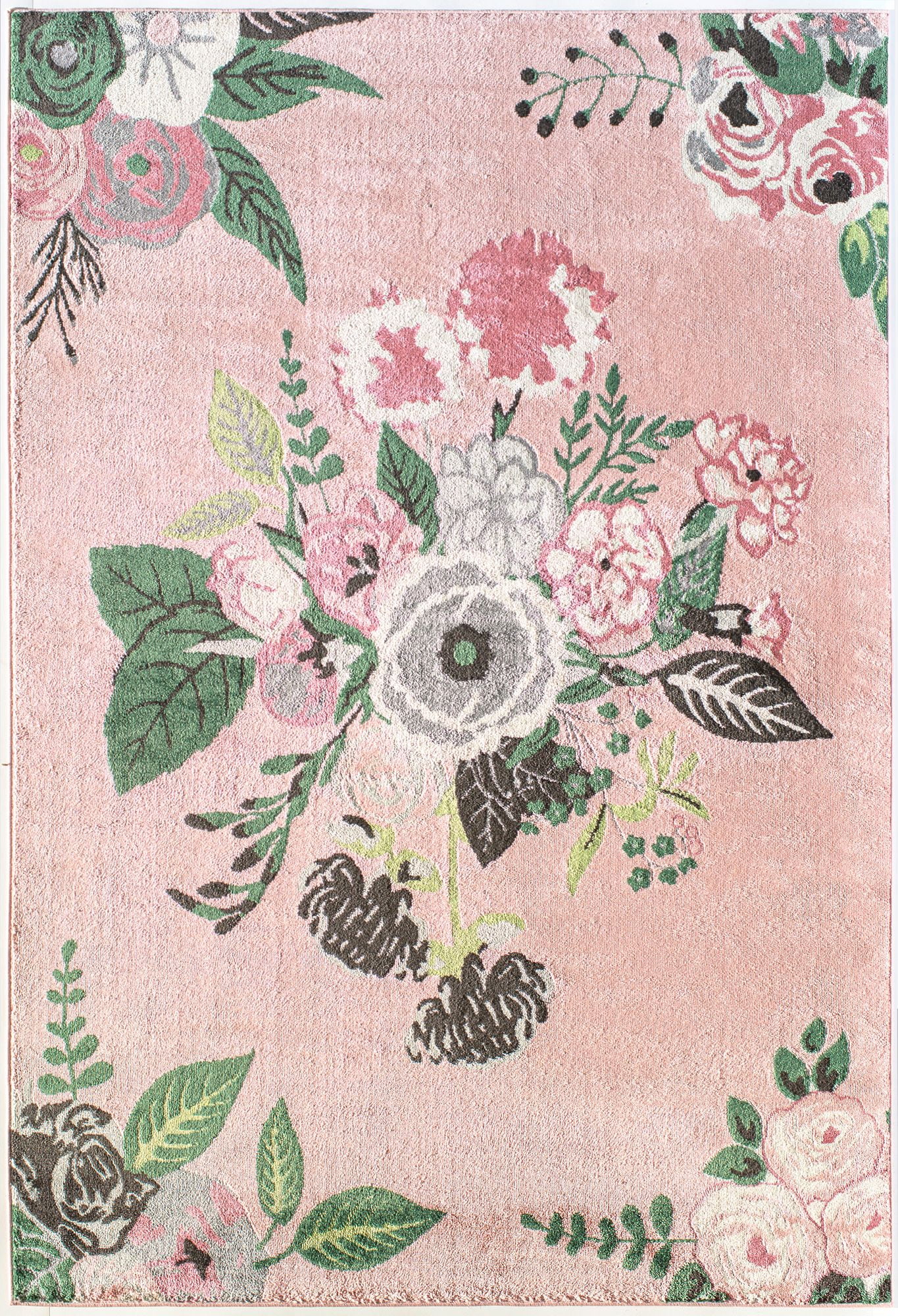 Rugs America Hanna VA40D Rose Garden Pink Floral Transitional Pink Area Rug, 5'x7'