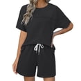 thumbnail image 1 of Yubnlvae Women's Summer 2-Piece Outfit - Color Block Lounge Set with Pockets Black Xl, Summer Two Piece Set with Pockets Loose Fit Color Block Design Casual Chic Women's Outfit, 1 of 8