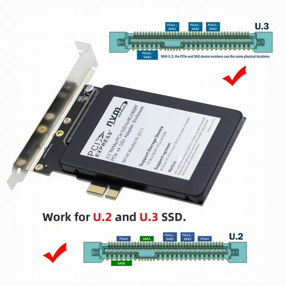 Chenyang PCI-E 4.0 X1 Lane to U.2 U.3 Kit SFF-8639 Host Adapter for Motherboard PM1735 NVMe PCIe SSD