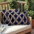 thumbnail image 2 of Throw Pillow Covers - Set of 4 Embroidered Decorative Velvet Diamond Pattern Cushion Case for Home Decor Sofa Couch Chair Bed Patio Living Room Bedroom Car Office Study - Navy, 14x20 Inches, 2 of 9