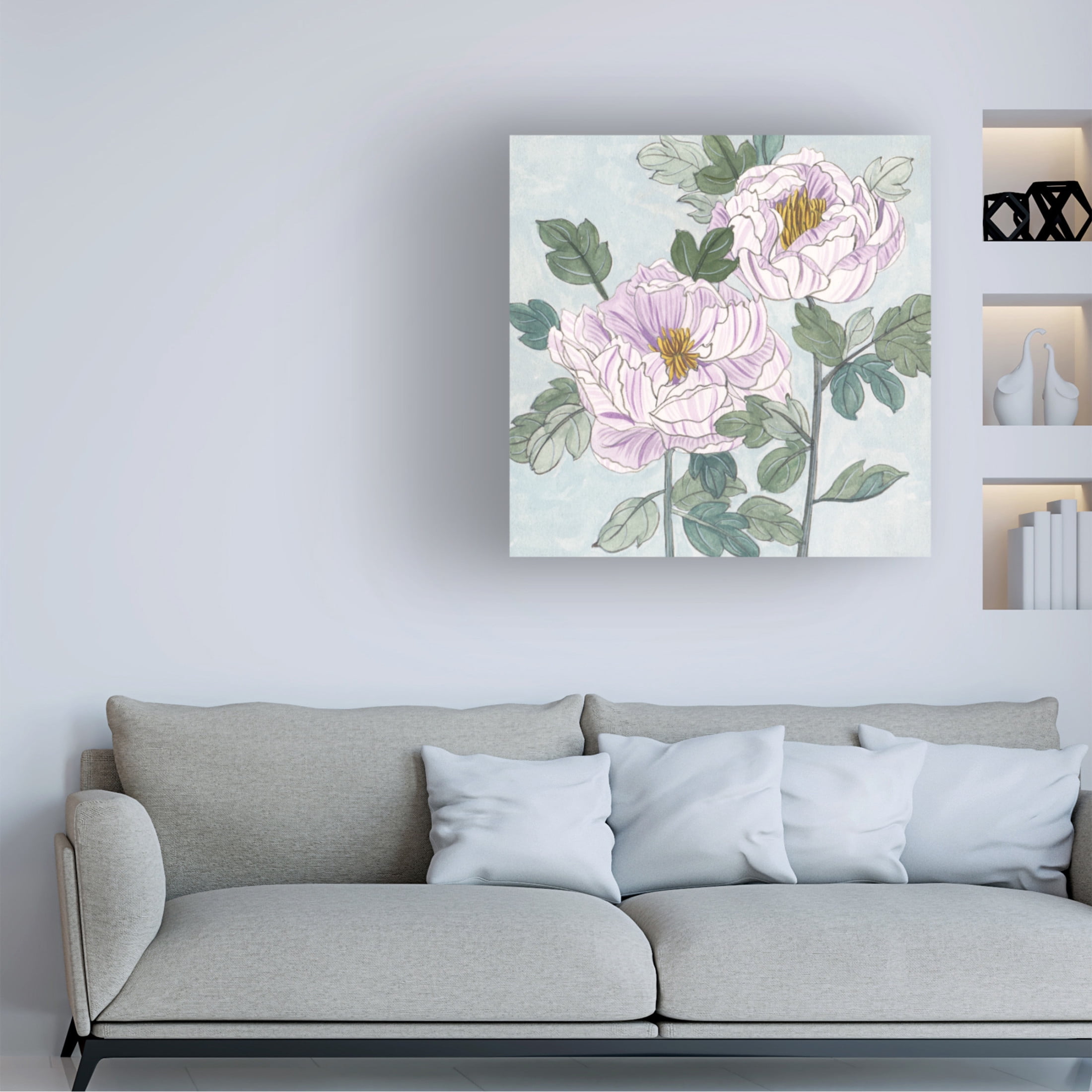 Trademark Fine Art Melissa Wang  Striped Peonies III Canvas Wall Art