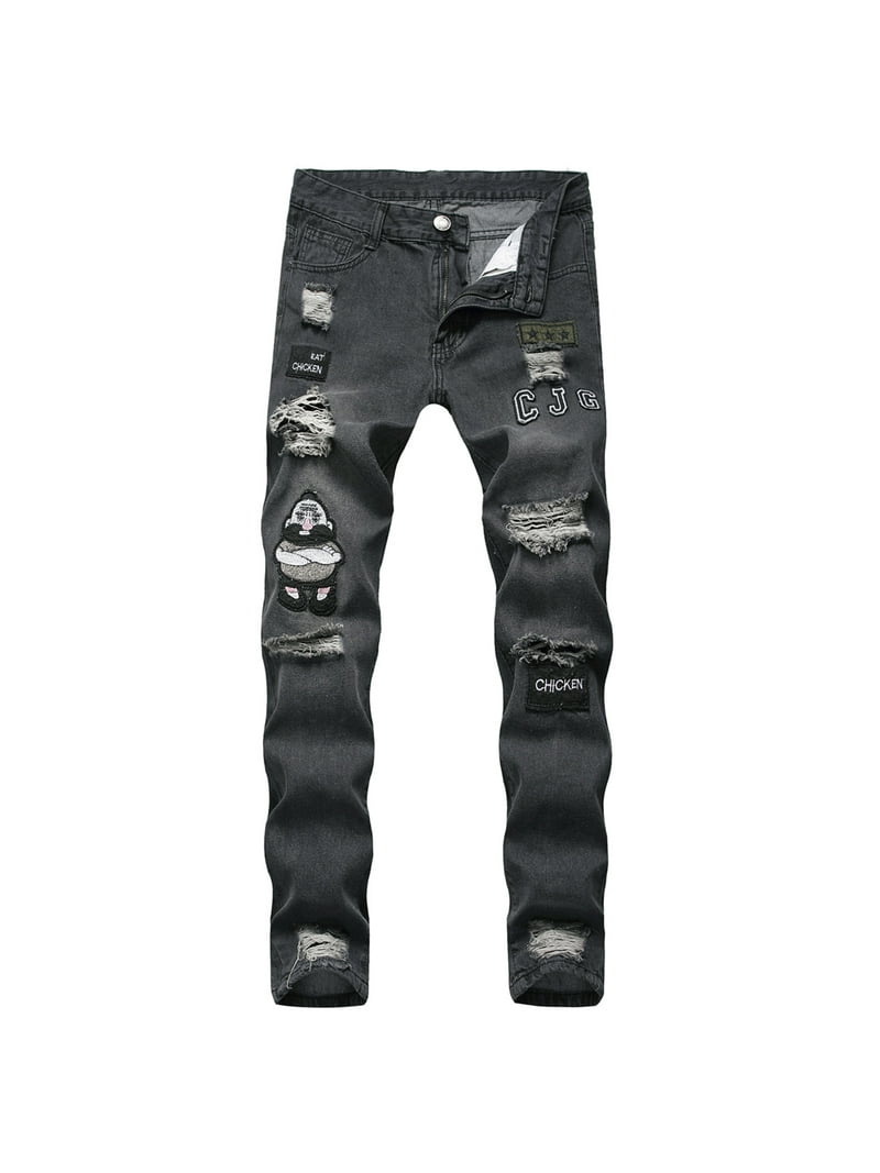 パンツ damage long length denim jeans black damage long length denim jeans black パンツ