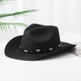 thumbnail image 2 of Straw Cowboy Hat for Women Men Western Sun Hat Wide Brim Summer Belt Cowgirl Hats, 2 of 3