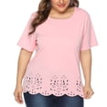thumbnail image 4 of Qarigey Blusa de mujer Camiseta de manga corta con cuello Camiseta suelta informal para niña Prendas para la parte del cuerpo Rosa 3XL, 4 of 7