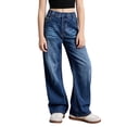 thumbnail image 3 of Lumosvexa Girls Jeans Pants, Wide Leg with Pockets Elastic Waist Summer Casual Trendy Denim Pants Blue 10-12, 3 of 9