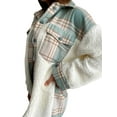 thumbnail image 3 of Douhoow Women Stitching Plaid Coat Fall Long Sleeve Turn Down Collar Jacket, 3 of 3