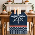 thumbnail image 3 of Navy Blue Coastal Cotton Linen Table Runner for Dining Kitchen, Nautical Ocean Sea Rudder Abstract Art Wedding Outdoor Party Tablerunners, Dresser Scarf Coffee Tablecloth Runners 13x72 Inches, 3 of 8