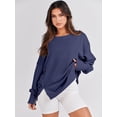 thumbnail image 3 of Women's Oversized Sweatshirt Crew Neck Long Sleeve Casual Slit Sloucthy Pullover Top Fall Clothes, 3 of 19