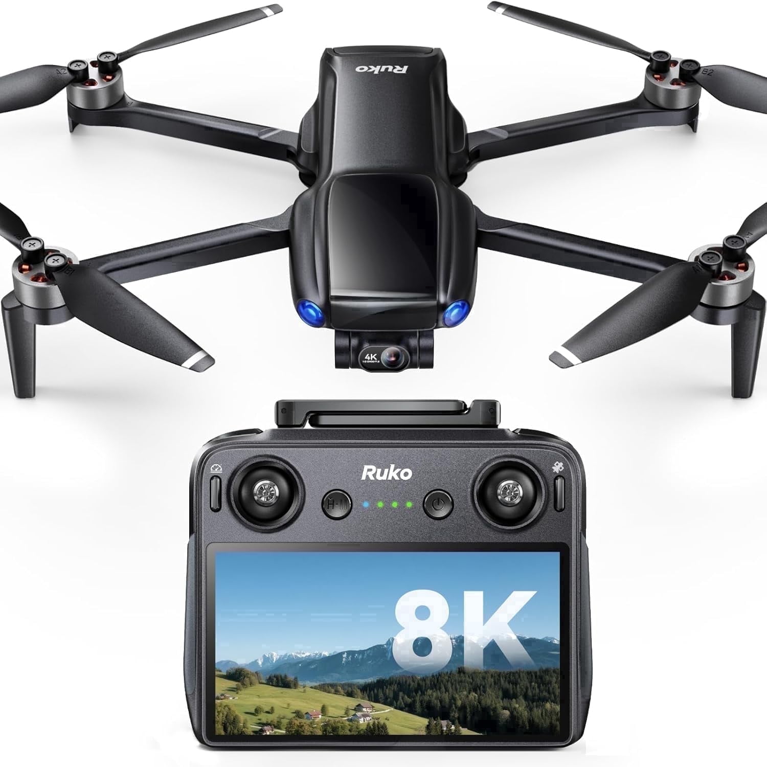 Ruko U11MINI 4K (RC3) Professional Drone, Drones for Adults with Cameras, 5.5" Screen on Remote, 3-Axis Gimbal, 64-Min Flight