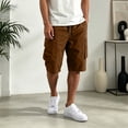 thumbnail image 4 of HKYNLAG Cargo Shorts for Men Lightweigh Casual Comfort Summer Pants Bermuda Shorts with Pockets Knee Length Outdoor Hiking Work Short Brown L, 4 of 5
