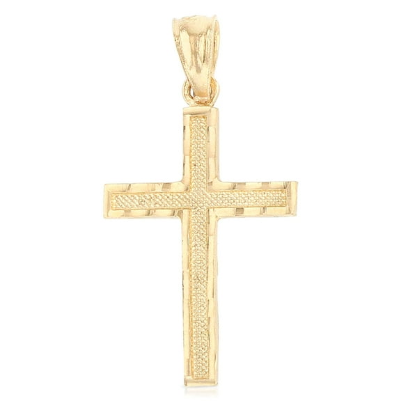Ioka - 14K Yellow Gold Religious Cross Pendant Charm for Men and Women