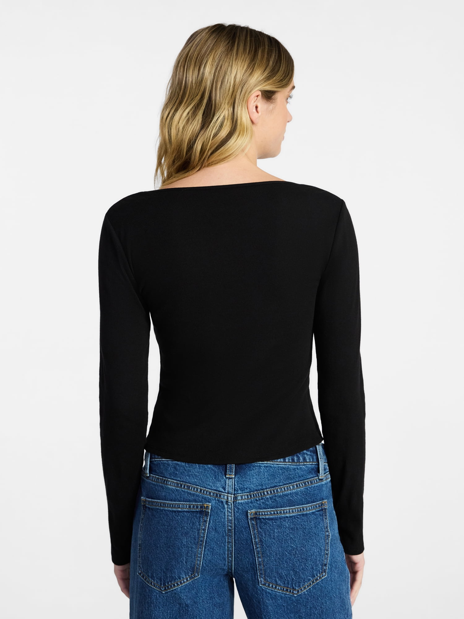 No Boundaries 90s Square Neck Top, Women’s XXS-XXL
