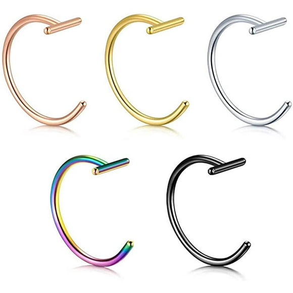 Double Nose Ring Hoop for Single Piercing , 20 Gauge Nose Hoop Spiral Fake Twist Nose Piercing kit Double Hoop Nose Ring for Women Girls