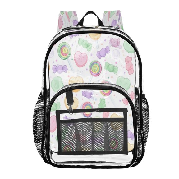 PVC Transparent Backpacks Clear Backpack for Travel and Outings Candy and Hearts