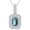 Simulated Aquamarine, variant on Emerald Shape Simulated Peridot Halo Pendant Necklace In 14K White Gold Over Sterling Silver