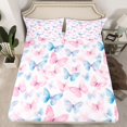 thumbnail image 2 of Homewish Flying Butterflies Twin Sheet Sets 3pcs for Teens Boys Girls,Pink Blue Twin Fitted Sheet Microfiber,Dreamy Princess Breathable Flat Sheet,Lightweight Room Decor, 2 of 7