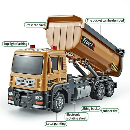 Alloy Construction Vehicle Toy Realistic Fire Truck & Engineering Car with Movable Parts for Kids Durable Metal Model for Boys Girls Age 3+ Christmas Gifts for Grandkids