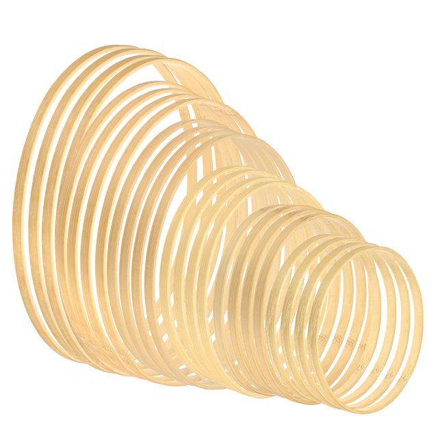 Unique Bargains 6/7/8/9/10/12 Inch Wooden Bamboo Floral Hoop Rings 24Pcs in 1 Set