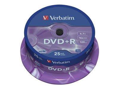 Verbatim 95033 4.7 GB 16x Spindle DVD+R Recordable Disc - Silver (25/Pack)