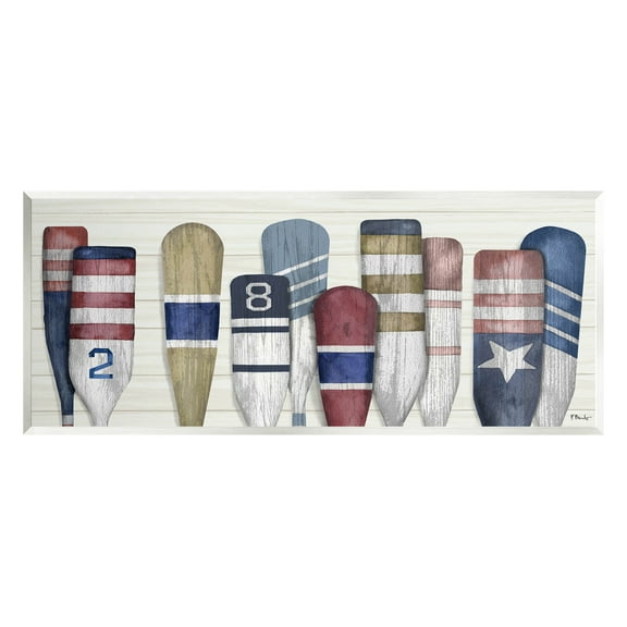 Stupell Industries Port Oars Vintage Americana Patterns Graphic Art Unframed Art Print Wall Art, Design by Paul Brent