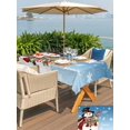 thumbnail image 4 of Outdoor Tablecloth with Umbrella Hole and Zipper, Blue Christmas Snowman Rectangle Table Cloth 52x70 Inch Waterproof Tablecloth, Xmas Botanical Birds Snowflake Picnic Table Cover for Patio Camping, 4 of 7